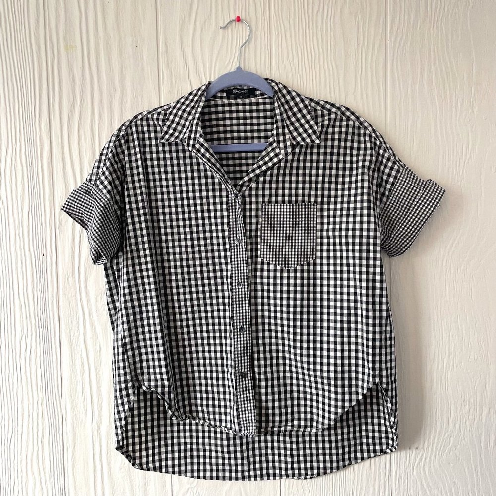 Madewell Gingham Short Sleeve Button Down - size xs